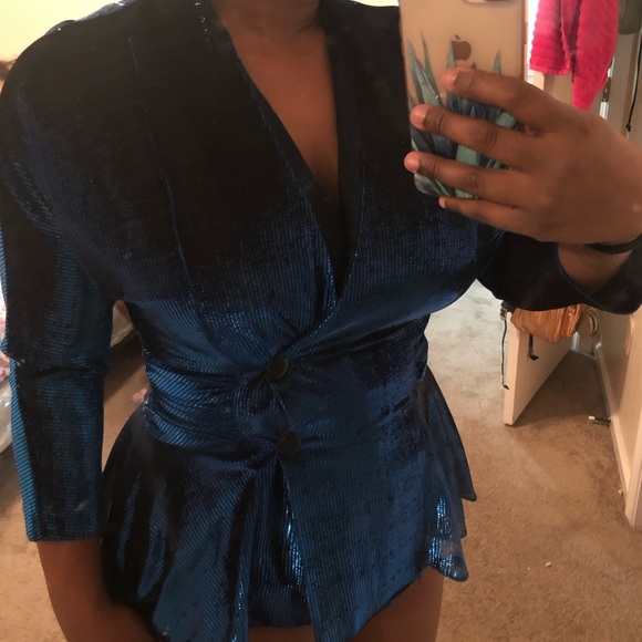 Vintage Blue Shimmer Blouse - Picture 1 of 6